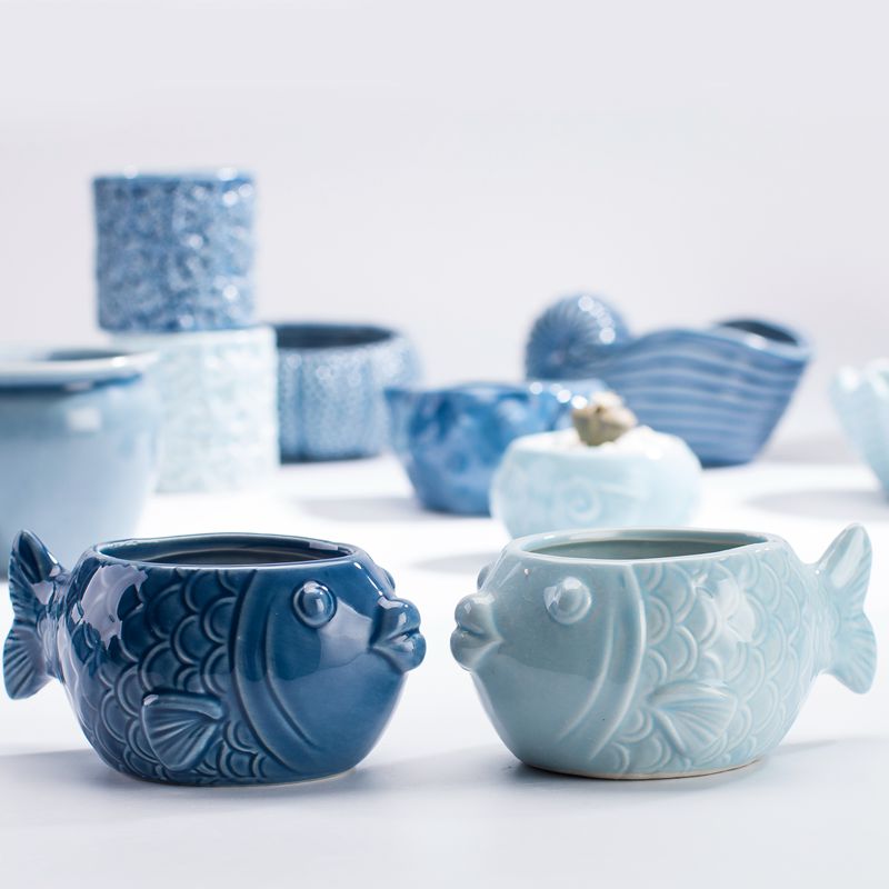 Vaso de Porcelana Azul Estilo  - Snake Plant Ceramic avaliação e preço